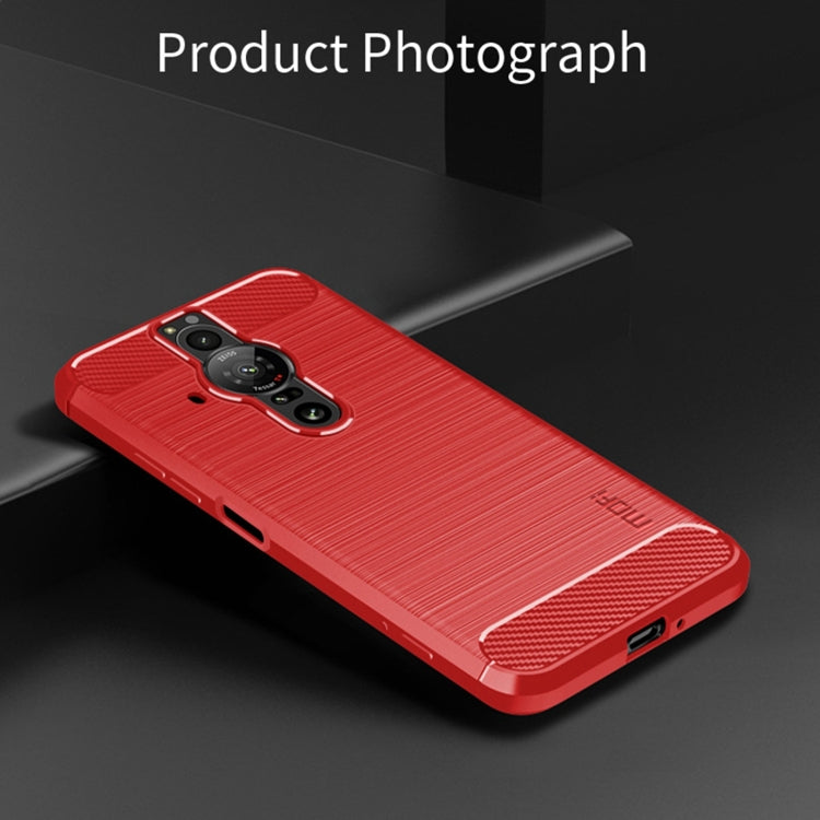 For Sony Xperia Pro-I MOFI Gentleness Brushed Carbon Fiber Soft TPU Case(Red)