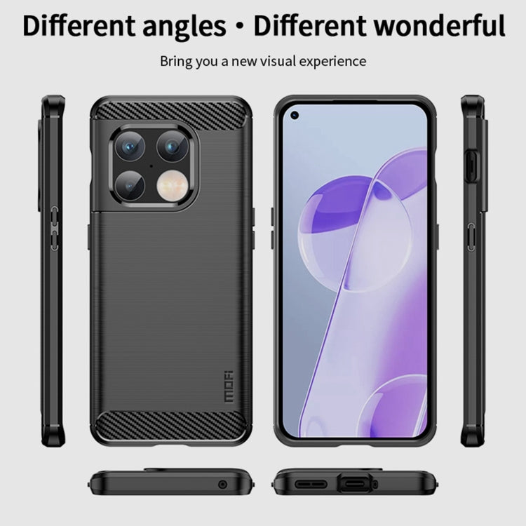 For OnePlus 10 Pro 5G MOFI Gentleness Brushed Carbon Fiber Soft TPU Case(Blue)