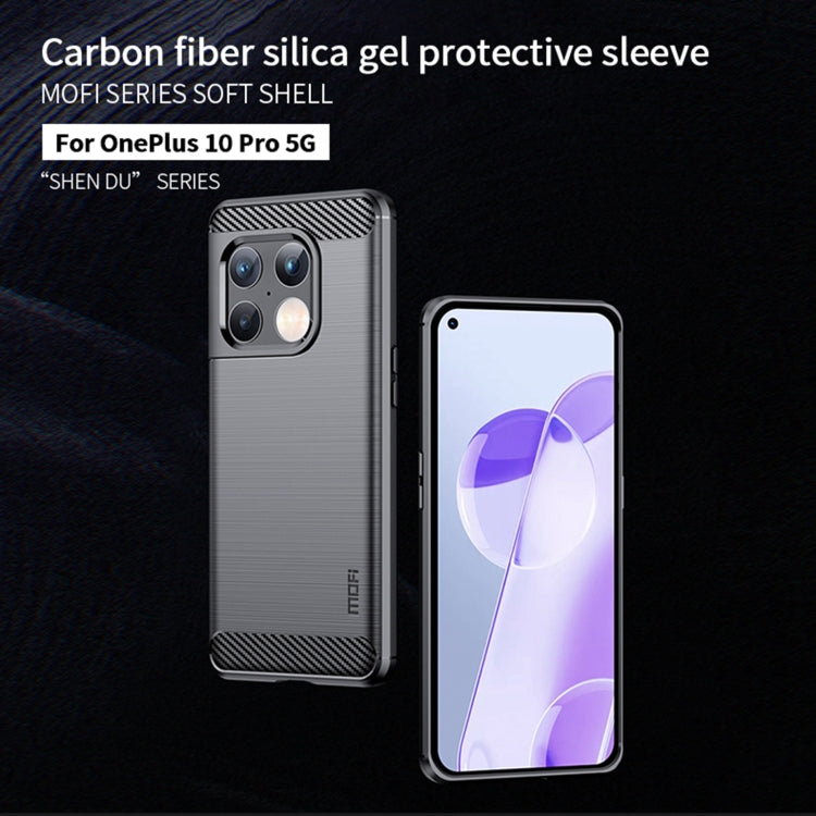 For OnePlus 10 Pro 5G MOFI Gentleness Brushed Carbon Fiber Soft TPU Case(Grey)