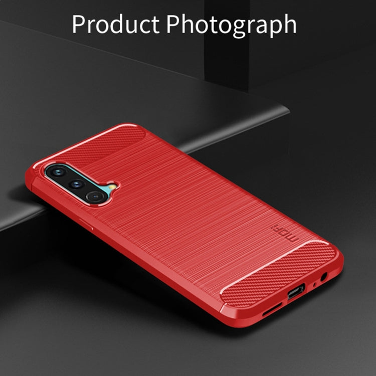 For OnePlus Nord CE 5G MOFI Gentleness Brushed Carbon Fiber Soft TPU Case(Red)