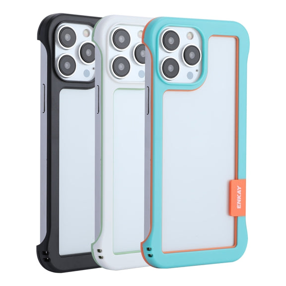 For iPhone 13 Pro ENKAY Frameless Hollow Shockproof PC Case (Black)