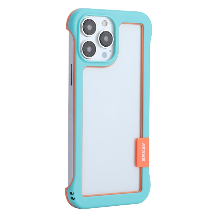 For iPhone 13 Pro Max ENKAY Frameless Hollow Shockproof PC Case (Blue)