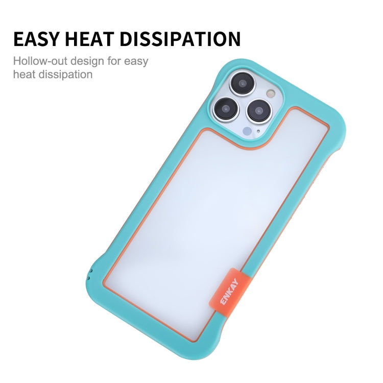 For iPhone 13 Pro Max ENKAY Frameless Hollow Shockproof PC Case (Blue)
