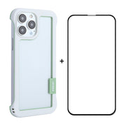 For iPhone 13 Pro Max ENKAY Frameless Hollow PC Case + Glass Film (White)