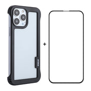For iPhone 13 Pro ENKAY Frameless Hollow PC Case + Glass Film (Black)