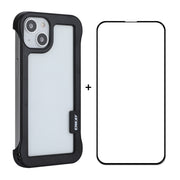 For iPhone 13 ENKAY Frameless Hollow PC Case + Glass Film(Black)