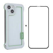 For iPhone 13 ENKAY Frameless Hollow PC Case + Glass Film(White)