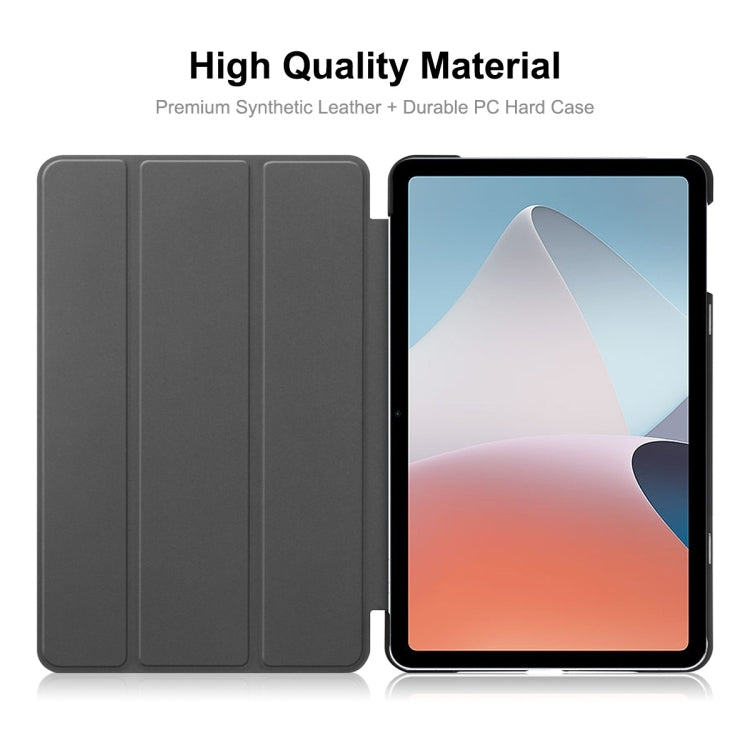 For OPPO Pad Air ENKAY Tri-fold Custer Texture Leather Smart Tablet Case(Black)