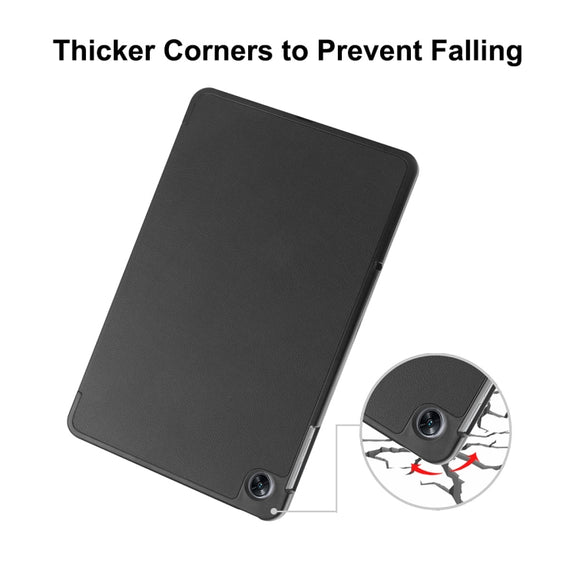 For OPPO Pad Air ENKAY Tri-fold Custer Texture Leather Smart Tablet Case(Black)
