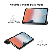 For OPPO Pad Air ENKAY Tri-fold Custer Texture Leather Smart Tablet Case(Black)