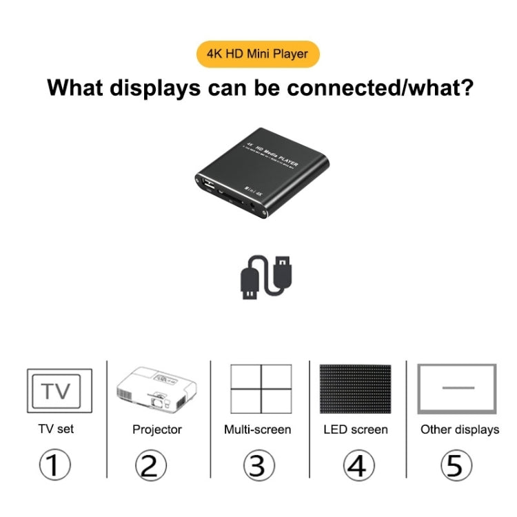 X9 HD Multimedia Player 4K Video Loop USB External Media Player AD Player(US Plug)