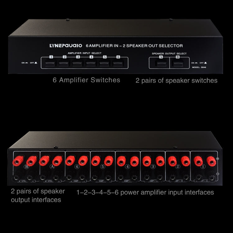 6 In 2 Out 300W Power Amplifier Switcher Loudspeaker Switch Distribute Device