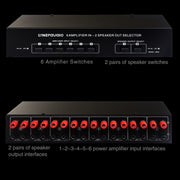 6 In 2 Out 300W Power Amplifier Switcher Loudspeaker Switch Distribute Device