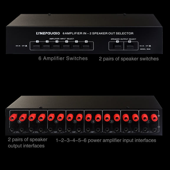 6 In 2 Out 300W Power Amplifier Switcher Loudspeaker Switch Distribute Device