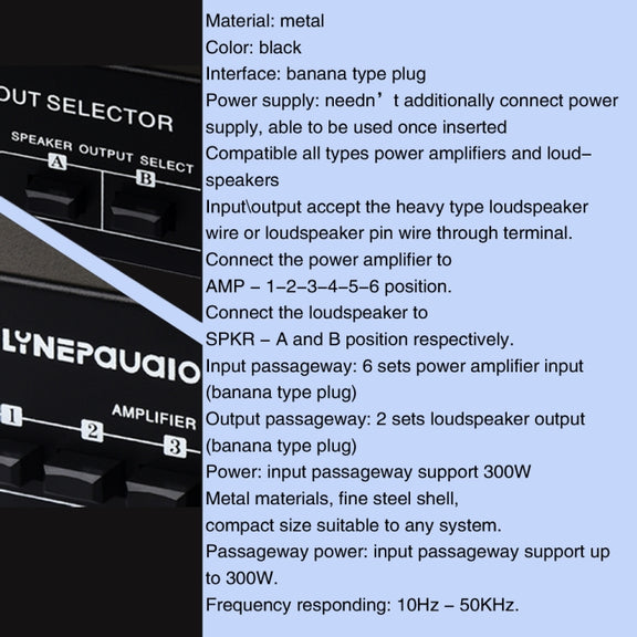 6 In 2 Out 300W Power Amplifier Switcher Loudspeaker Switch Distribute Device