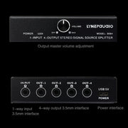 1 In 4 Out Audio Frequency Signal Splitter Distribute Device, Non Consumption, 3.5mm Interface Output