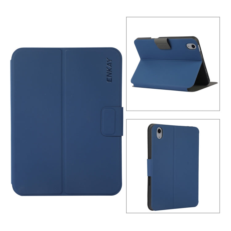 For iPad mini 2024 / mini 6 ENKAY Leather Stand Smart Tablet Case(Dark Blue)