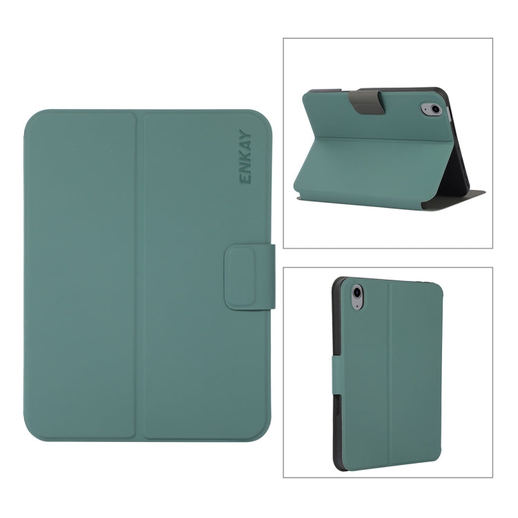 For iPad mini 2024 / mini 6 ENKAY Leather Stand Smart Tablet Case(Dark Green)