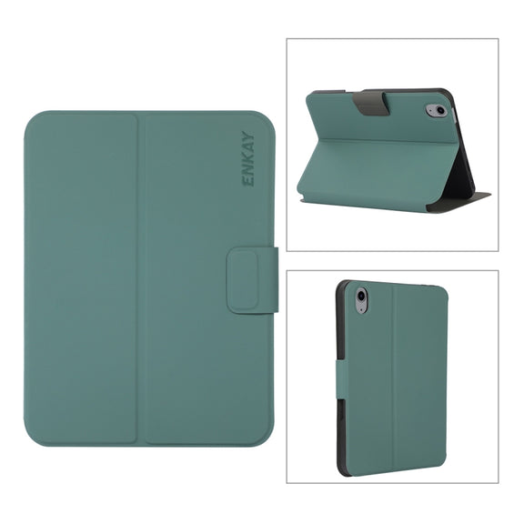 For iPad mini 2024 / mini 6 ENKAY Leather Stand Smart Tablet Case(Dark Green)