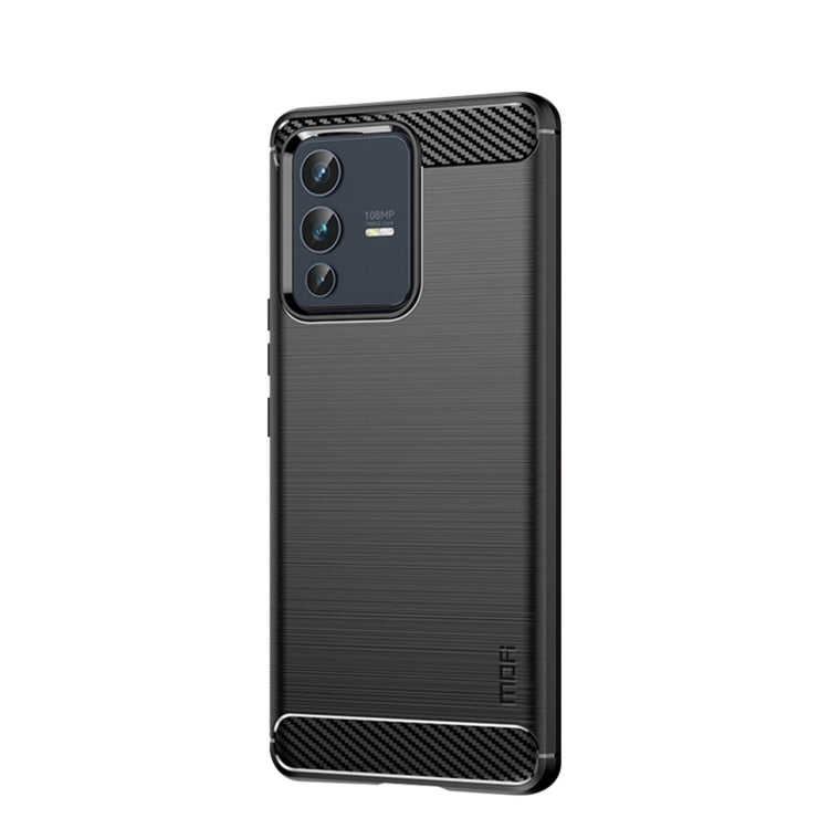 For vivo V23 5G/S12 MOFI Gentleness Series Brushed Texture Carbon Fiber Soft TPU Phone Case(Black)