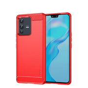 For vivo V23 5G/S12 MOFI Gentleness Series Brushed Texture Carbon Fiber Soft TPU Phone Case(Red)