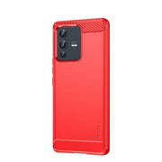 For vivo V23 5G/S12 MOFI Gentleness Series Brushed Texture Carbon Fiber Soft TPU Phone Case(Red)
