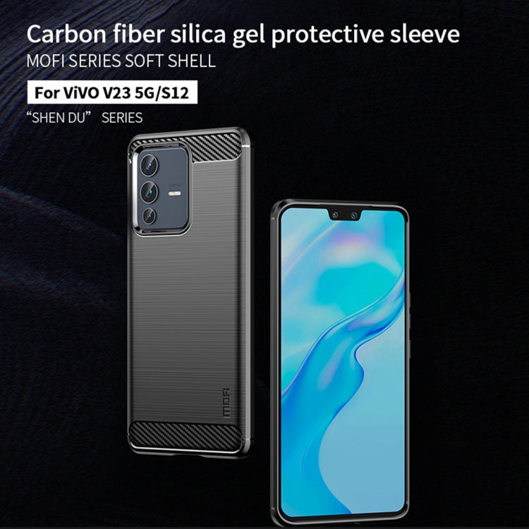 For vivo V23 5G/S12 MOFI Gentleness Series Brushed Texture Carbon Fiber Soft TPU Phone Case(Red)