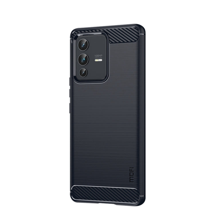 For vivo V23 Pro /S12 Pro MOFI Gentleness Series Brushed Texture Carbon Fiber Soft TPU Phone Case(Blue)