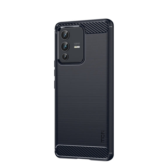 For vivo V23 Pro /S12 Pro MOFI Gentleness Series Brushed Texture Carbon Fiber Soft TPU Phone Case(Blue)