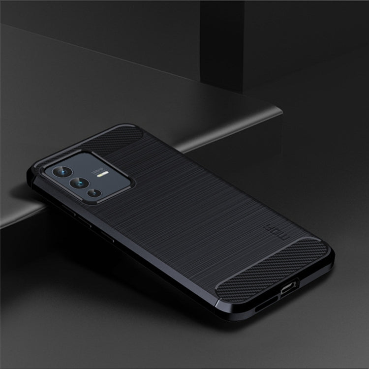 For vivo V23 Pro /S12 Pro MOFI Gentleness Series Brushed Texture Carbon Fiber Soft TPU Phone Case(Blue)