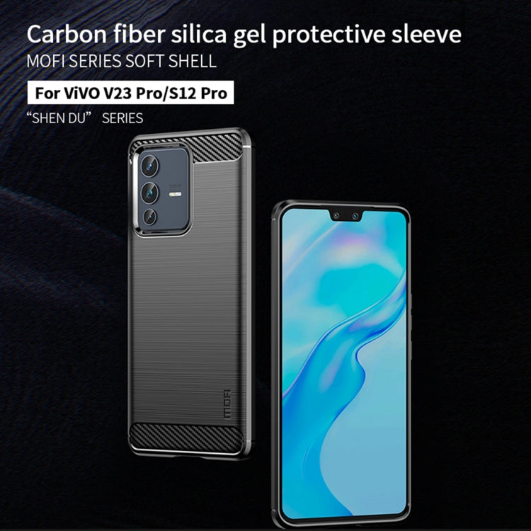 For vivo V23 Pro /S12 Pro MOFI Gentleness Series Brushed Texture Carbon Fiber Soft TPU Phone Case(Blue)