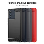 For vivo V23 Pro /S12 Pro MOFI Gentleness Series Brushed Texture Carbon Fiber Soft TPU Phone Case(Blue)