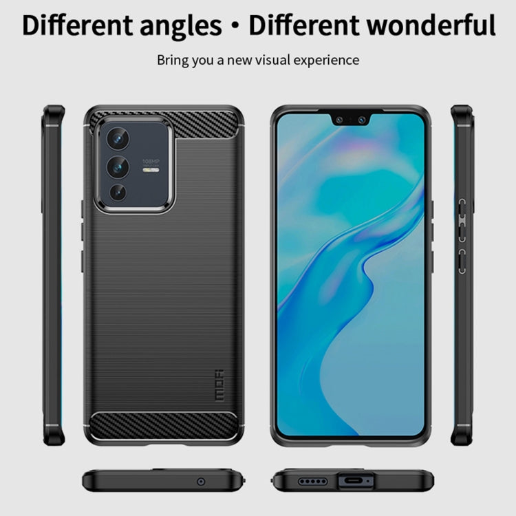 For vivo V23 Pro /S12 Pro MOFI Gentleness Series Brushed Texture Carbon Fiber Soft TPU Phone Case(Blue)
