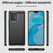 For vivo V23 Pro /S12 Pro MOFI Gentleness Series Brushed Texture Carbon Fiber Soft TPU Phone Case(Blue)