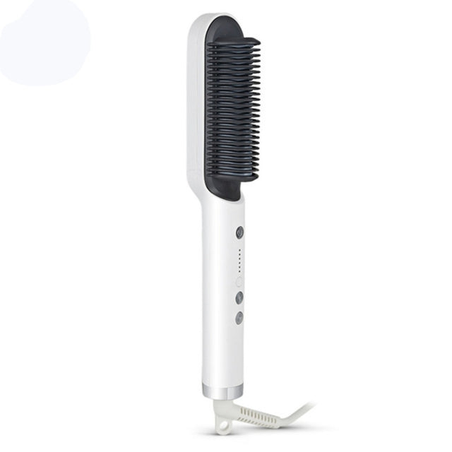 K-SKIN KD380 Hair Straightener Electric Straight Hair Curler Comb Brush PTC Heating Ceramic Straight Hair Brush, UK Plug (White)