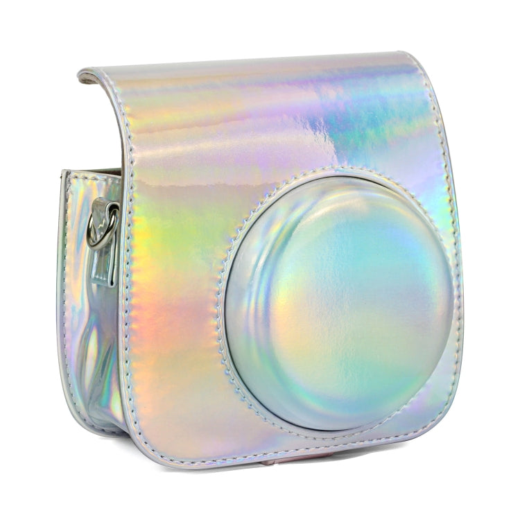 Aurora Oil Paint Full Body Camera PU Leather Case Bag with Strap for FUJIFILM instax mini 9 / mini 8+ / mini 8(Silver)