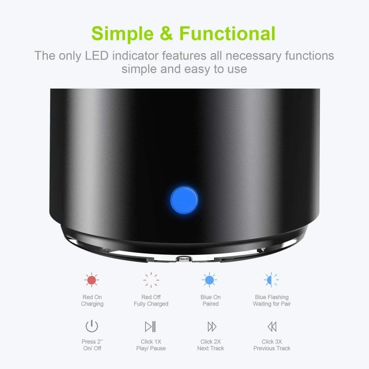 A106Pro IPX7 Water-resistant Mini Portable Bluetooth Metal Speaker(Black)
