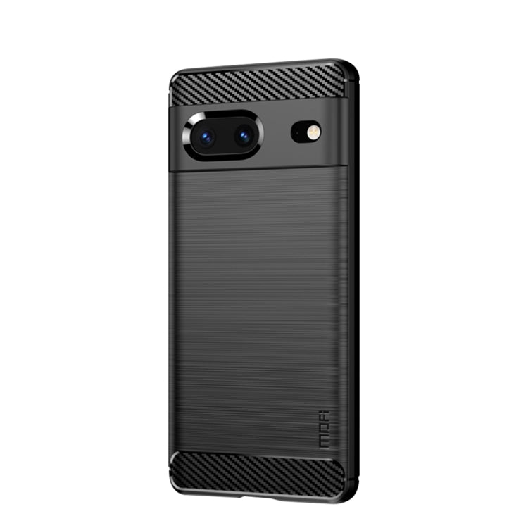For Google pixel 7 5G MOFI Gentleness Series Brushed Texture Carbon Fiber TPU Phone Case(Black)