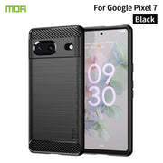 For Google pixel 7 5G MOFI Gentleness Series Brushed Texture Carbon Fiber TPU Phone Case(Black)