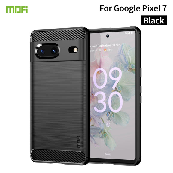 For Google pixel 7 5G MOFI Gentleness Series Brushed Texture Carbon Fiber TPU Phone Case(Black)