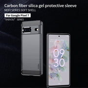 For Google pixel 7 5G MOFI Gentleness Series Brushed Texture Carbon Fiber TPU Phone Case(Black)