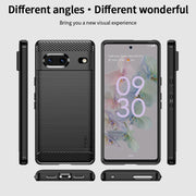 For Google pixel 7 5G MOFI Gentleness Series Brushed Texture Carbon Fiber TPU Phone Case(Black)