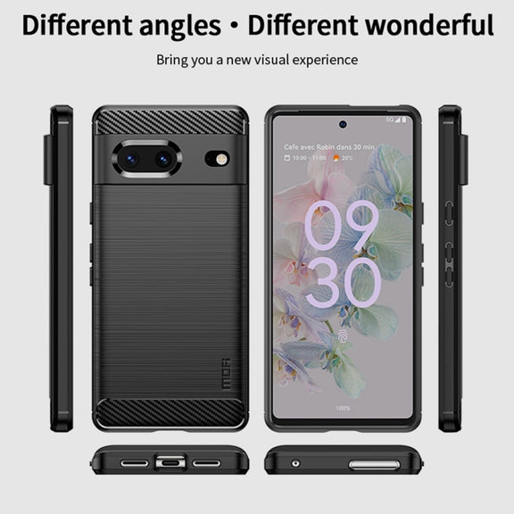 For Google pixel 7 5G MOFI Gentleness Series Brushed Texture Carbon Fiber TPU Phone Case(Black)