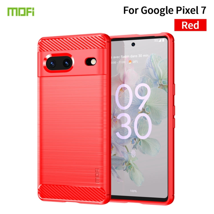 For Google pixel 7 5G MOFI Gentleness Series Brushed Texture Carbon Fiber TPU Phone Case(Red)