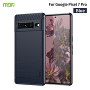 For Google pixel 7 Pro 5G MOFI Gentleness Series Brushed Texture Carbon Fiber TPU Phone Case(Blue)