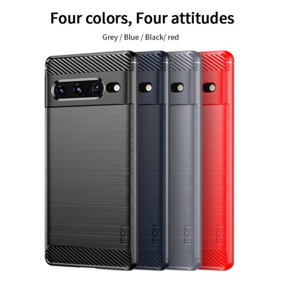 For Google pixel 7 Pro 5G MOFI Gentleness Series Brushed Texture Carbon Fiber TPU Phone Case(Blue)