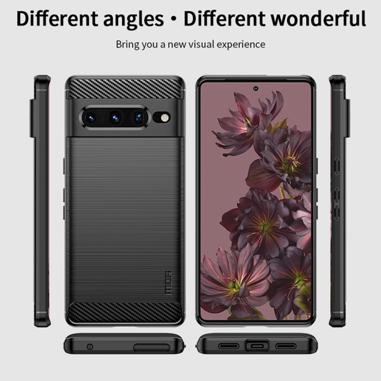 For Google pixel 7 Pro 5G MOFI Gentleness Series Brushed Texture Carbon Fiber TPU Phone Case(Blue)