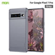 For Google pixel 7 Pro 5G MOFI Gentleness Series Brushed Texture Carbon Fiber TPU Phone Case(Gray)