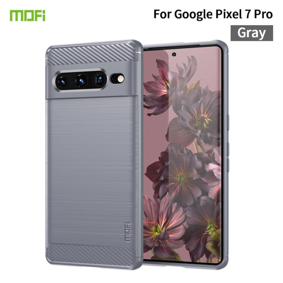 For Google pixel 7 Pro 5G MOFI Gentleness Series Brushed Texture Carbon Fiber TPU Phone Case(Gray)
