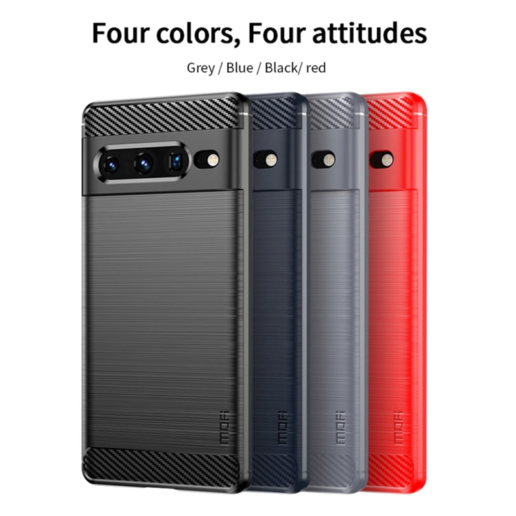 For Google pixel 7 Pro 5G MOFI Gentleness Series Brushed Texture Carbon Fiber TPU Phone Case(Gray)
